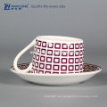 Hohe Helligkeit Chinesische traditionelle Keramik Teetasse und Untertassen-Sets, Keramik Tasse und Untertasse